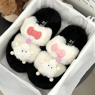 Dép Quai Ngang Lông Đế Cao Cute Thời Trang Thu Đông Dễ Thương Cho Nữ
