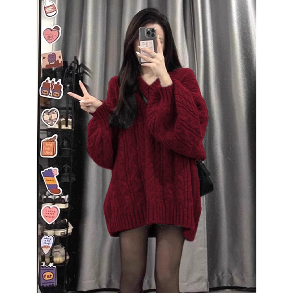 YEYA Áo sweater Màu Trơn Cổ Chữ v Phong Cách Thời Trang Hàn Quốc Cho Nữ