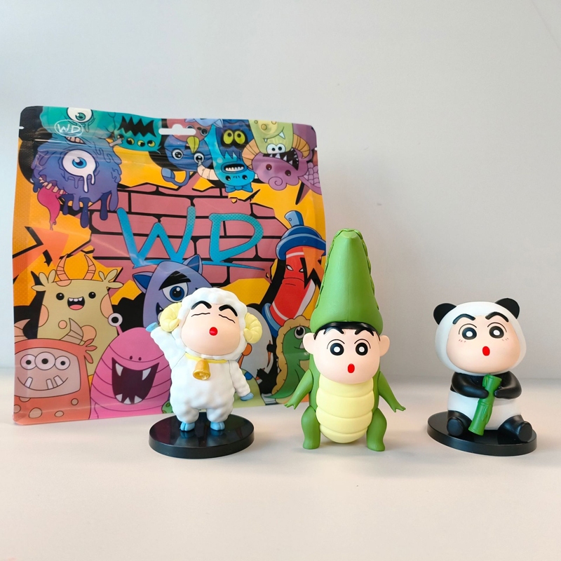 Set 6 Mô Hình Nhân Vật Phim Hoạt Hình shin-chan nohara shinnosuke / Gấu Trúc / Gà / Cừu Bằng pvc