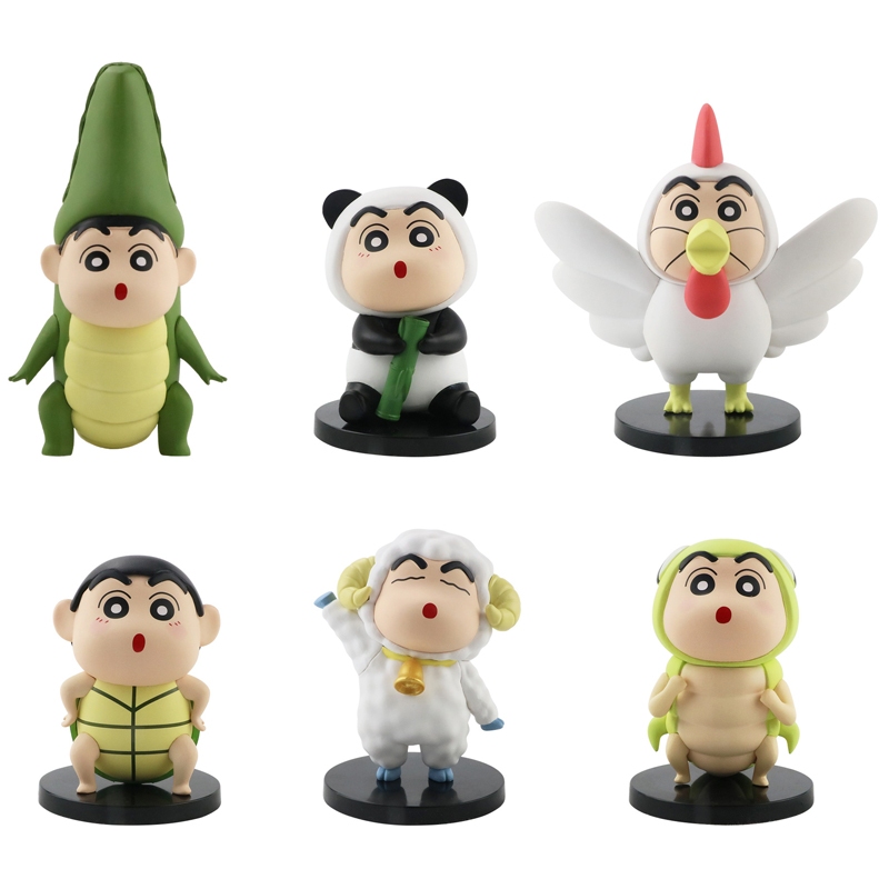 Set 6 Mô Hình Nhân Vật Phim Hoạt Hình shin-chan nohara shinnosuke / Gấu Trúc / Gà / Cừu Bằng pvc