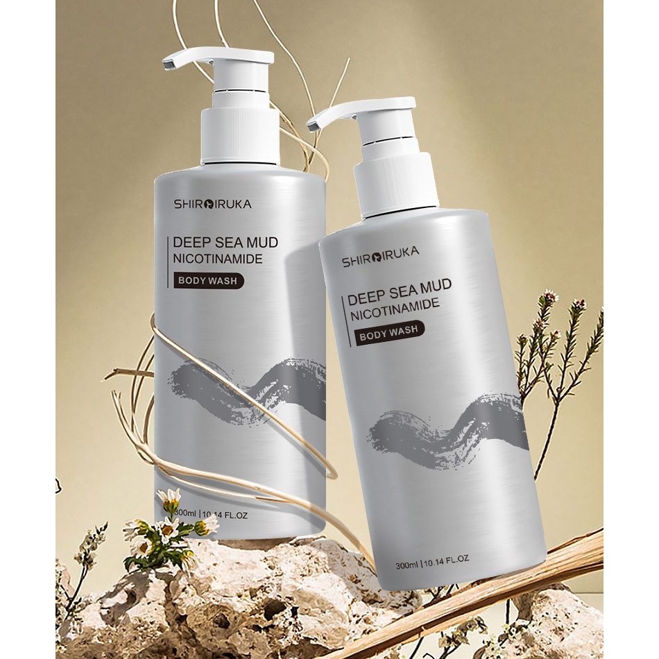 Sữa tắm trắng da dưỡng trắng body Niacinamide 300ML Sữa Tắm Bùn Biển Sâu Gel Tắm Bùn Núi Lửa Làm Sáng Da Dưỡng trắng da toàn thân nhanh chóng HHMCD0026