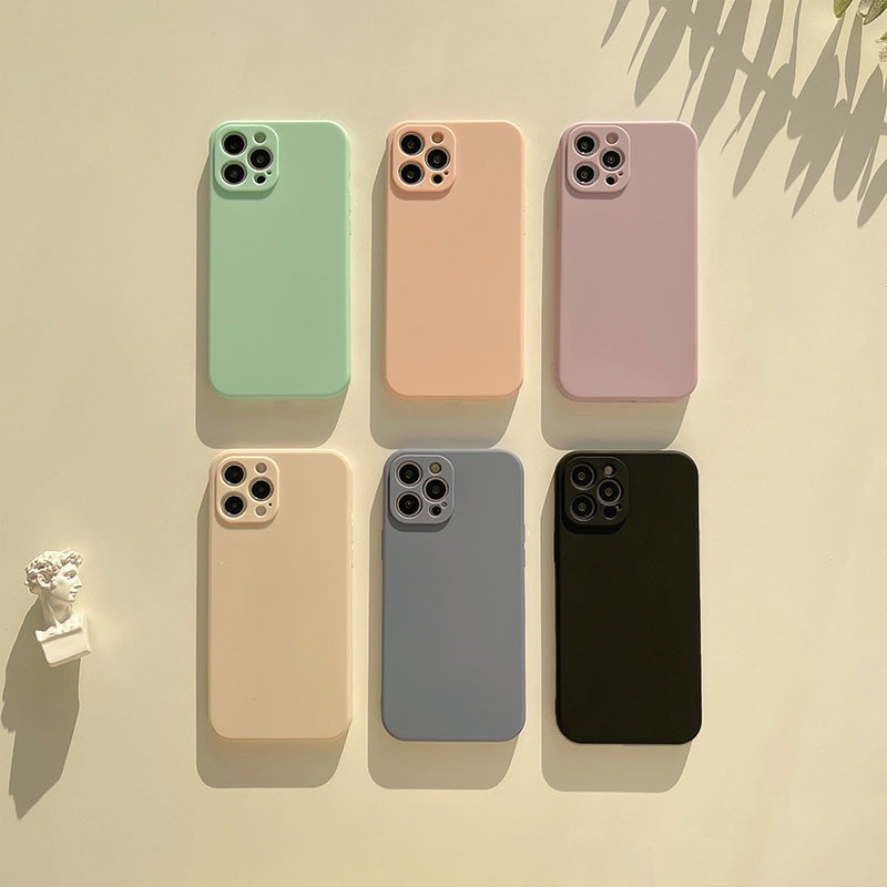 Ốp Điện Thoại Silicon Màu Trơn Thời Trang Cho iphone 12 14pro max 15 x 11 13