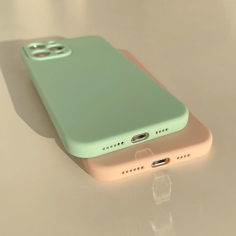 Ốp Điện Thoại Silicon Màu Trơn Thời Trang Cho iphone 12 14pro max 15 x 11 13