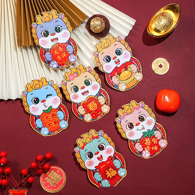 Bộ 6 Bao Lì Xì Đỏ Mừng Năm Mới 2024 cny Cho Bé