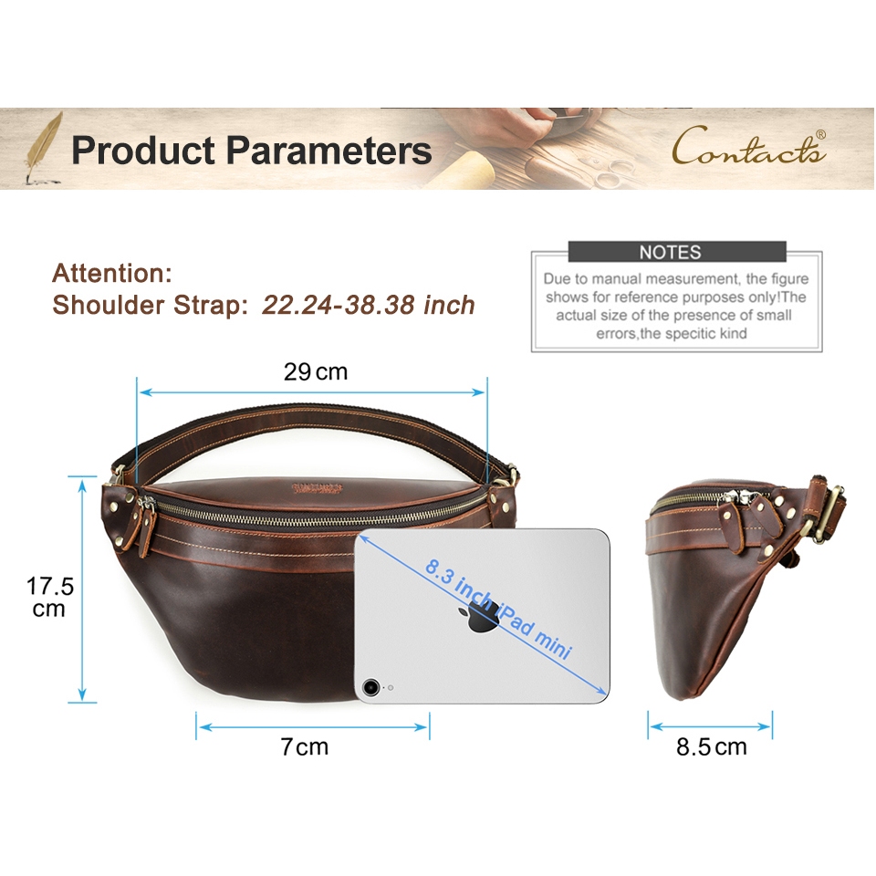 CONTACT'S Túi Da Đeo Hông / Đeo Trước Ngực Đựng Điện Thoại Sang Trọng Cho Nam