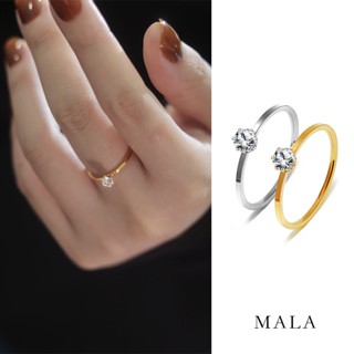 Nhẫn MAYEBE LAVEND bằng titan mạ vàng 18K đính kim cương nhân tạo phong cách Hàn Quốc