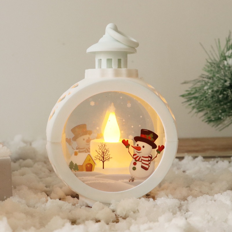 Đèn LED Hình Người Tuyết / Ông Già Noel - Nến Điện Tử Retro Thủy Tinh Trang Trí Giáng Sinh Cho Gia Đình