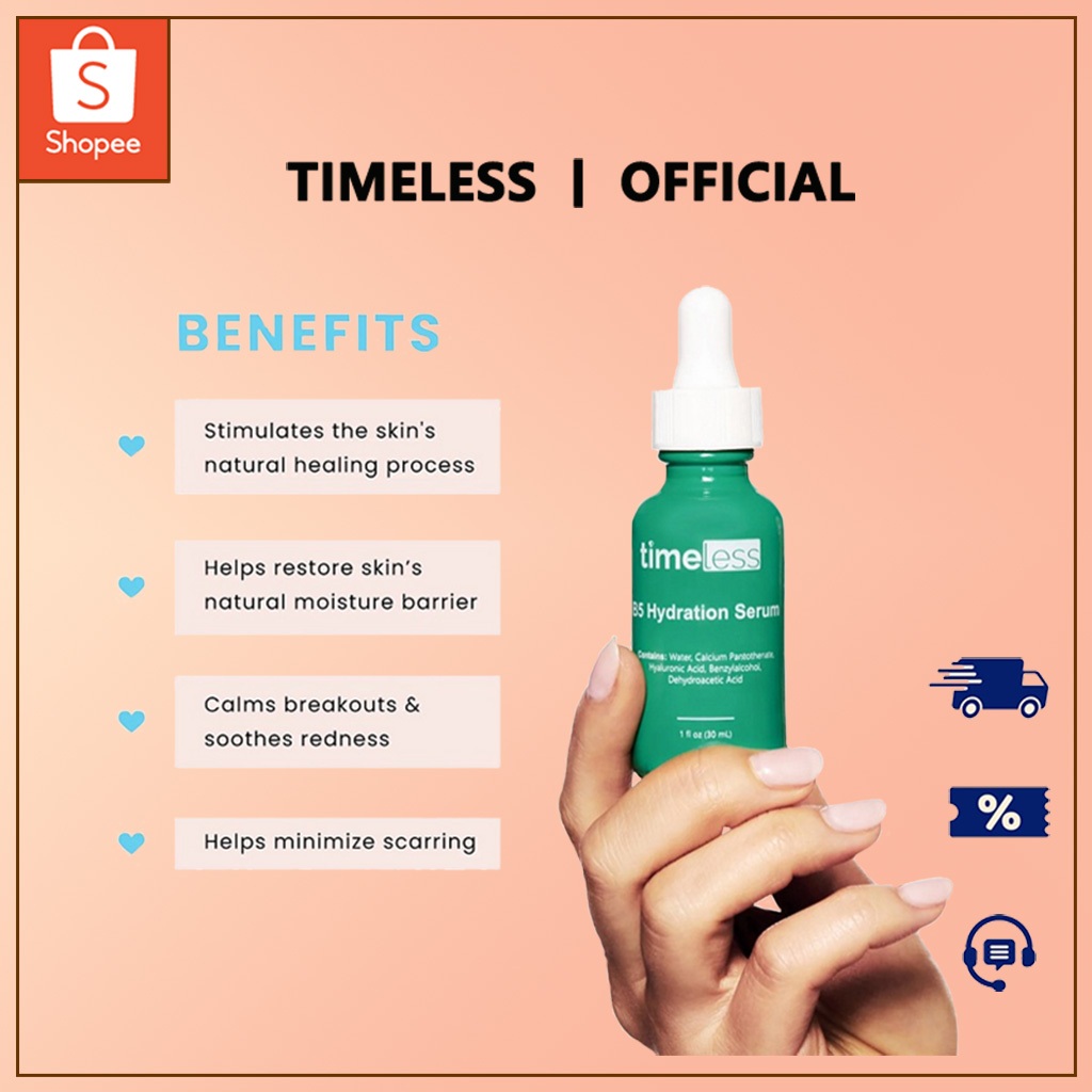 Tinh Chất Serum Timeless Vitamin B5 + Hyaluronic Acid 30ml Làm Dịu & Giúp Phục Hồi Da tinh chất dưỡng ẩm