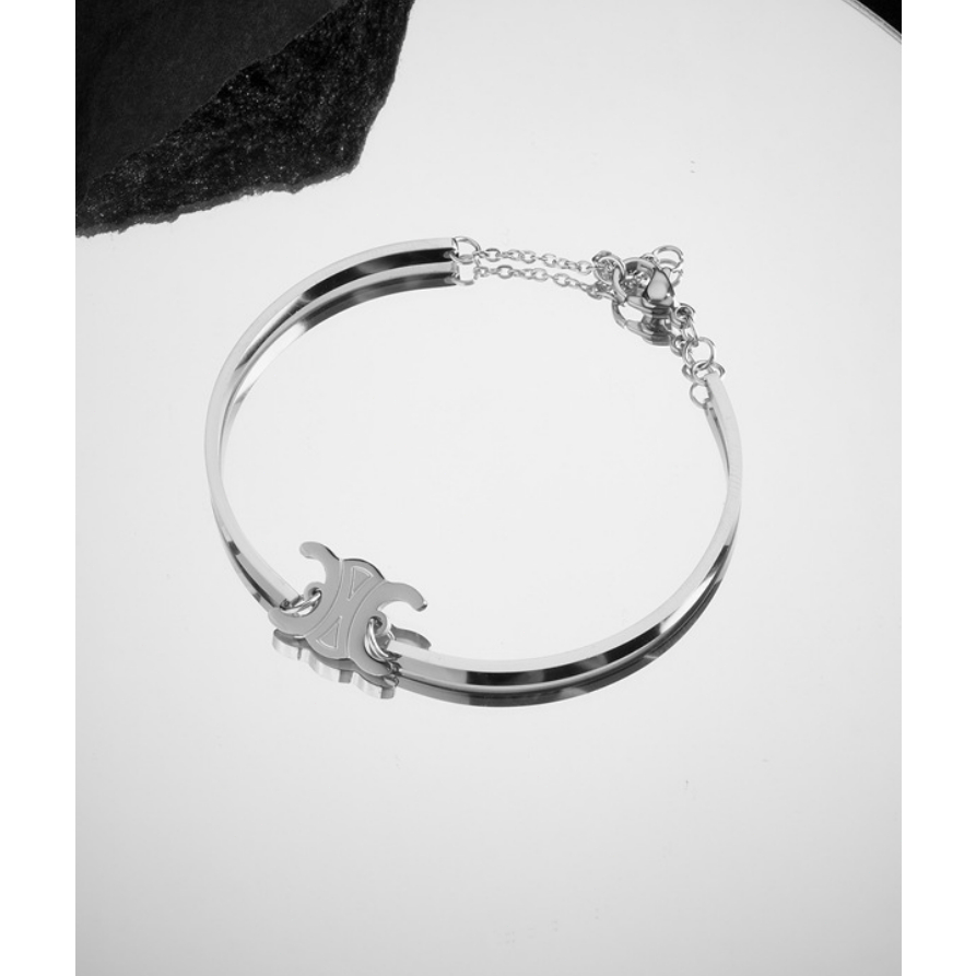 Sang Trọng Vòng Tay Thép Titan Mạ Vàng 18k Cao Cấp Cho Nữ