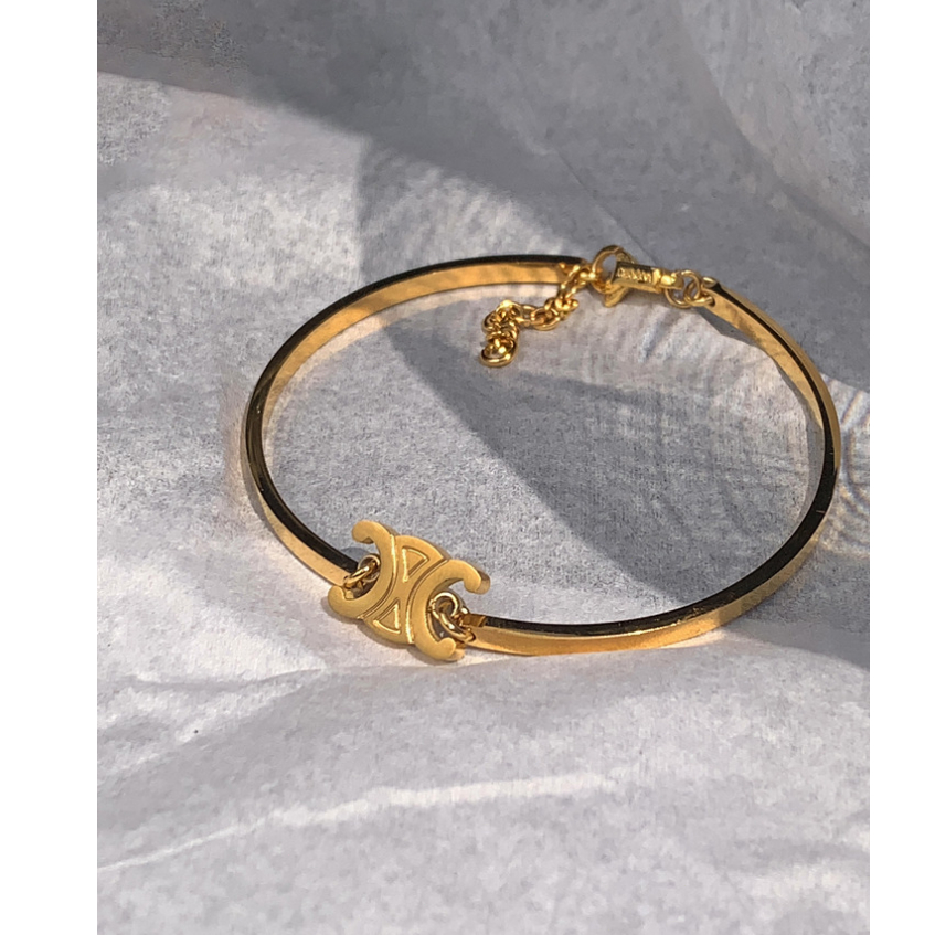 Sang Trọng Vòng Tay Thép Titan Mạ Vàng 18k Cao Cấp Cho Nữ