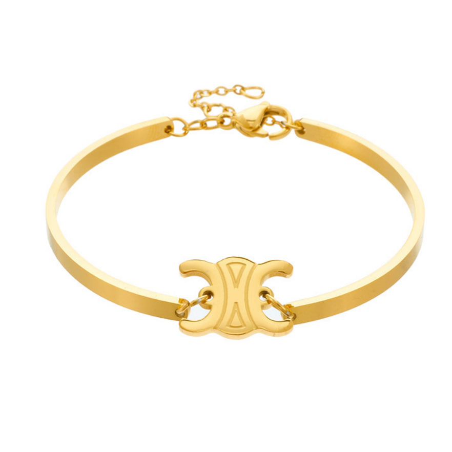 Sang Trọng Vòng Tay Thép Titan Mạ Vàng 18k Cao Cấp Cho Nữ