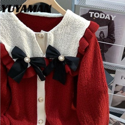 YUYAMAN Áo Len noel áo khoác cardigan Fashion Hàn Phong Trendy Vintage WXF23B0Q0T 46Z231118