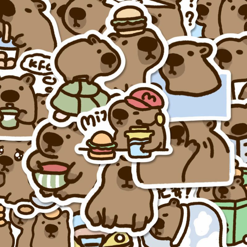 Bộ 50 Miếng Dán Hoạt Hình Chống Thấm Nước Trang Trí Điện Thoại / Sổ Tay / capybara