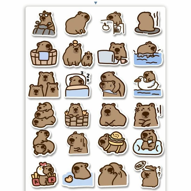 Bộ 50 Miếng Dán Hoạt Hình Chống Thấm Nước Trang Trí Điện Thoại / Sổ Tay / capybara
