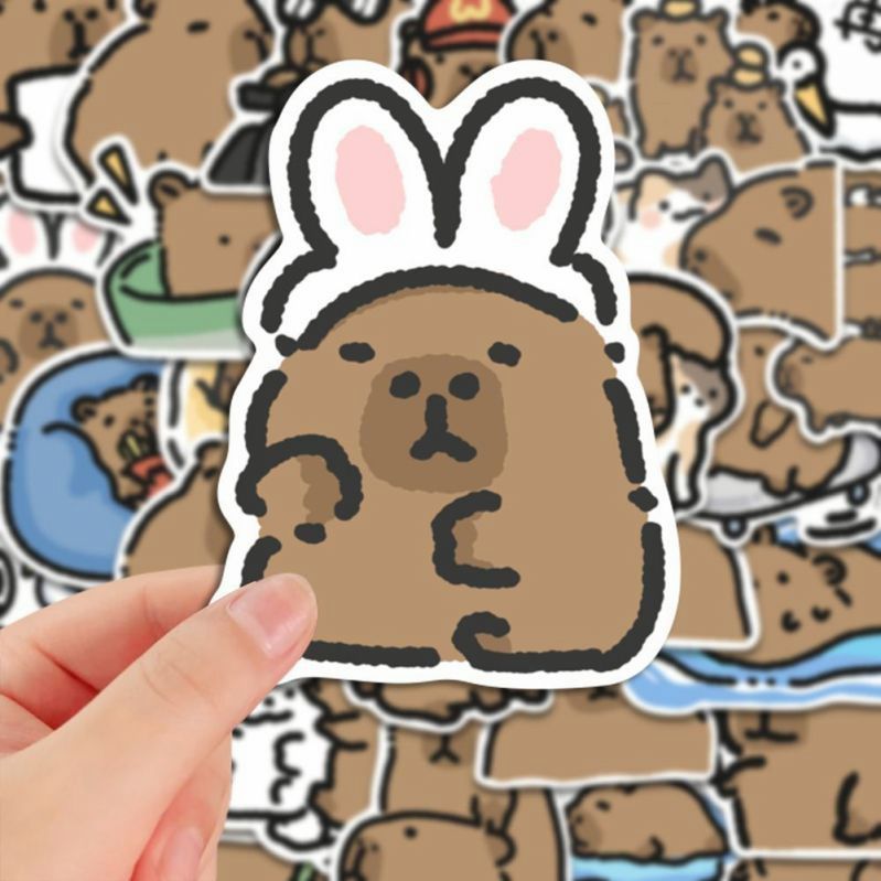 Bộ 50 Miếng Dán Hoạt Hình Chống Thấm Nước Trang Trí Điện Thoại / Sổ Tay / capybara
