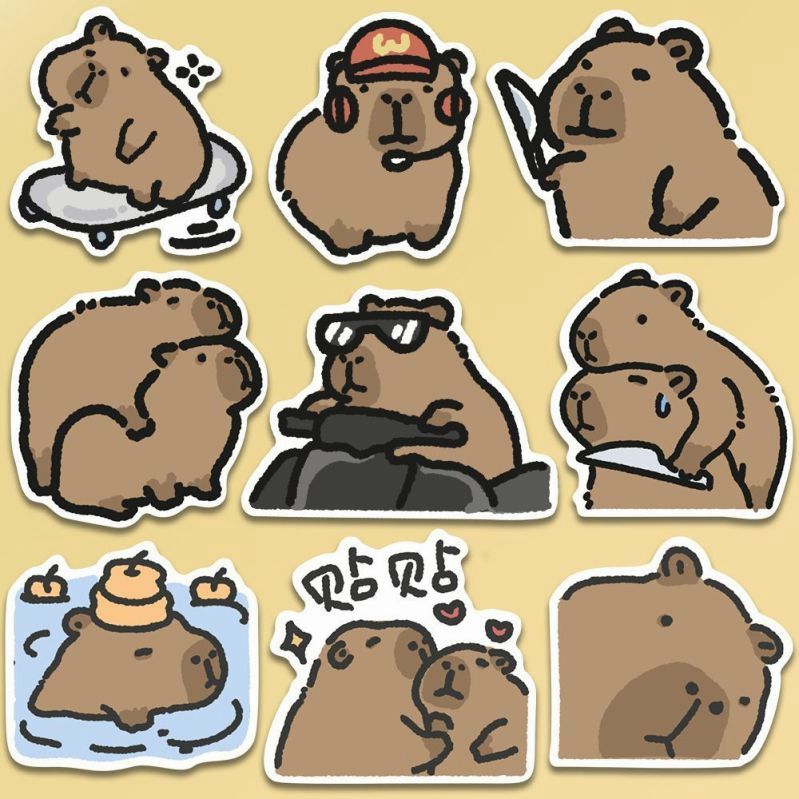 Bộ 50 Miếng Dán Hoạt Hình Chống Thấm Nước Trang Trí Điện Thoại / Sổ Tay / capybara