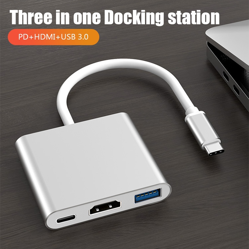 Bộ chuyển đổi USB C sang HDMI, Hub 3 trong 1, 4k HDMI & PD Sạc nhanh USB C sang HDMI USB Hub Type C 