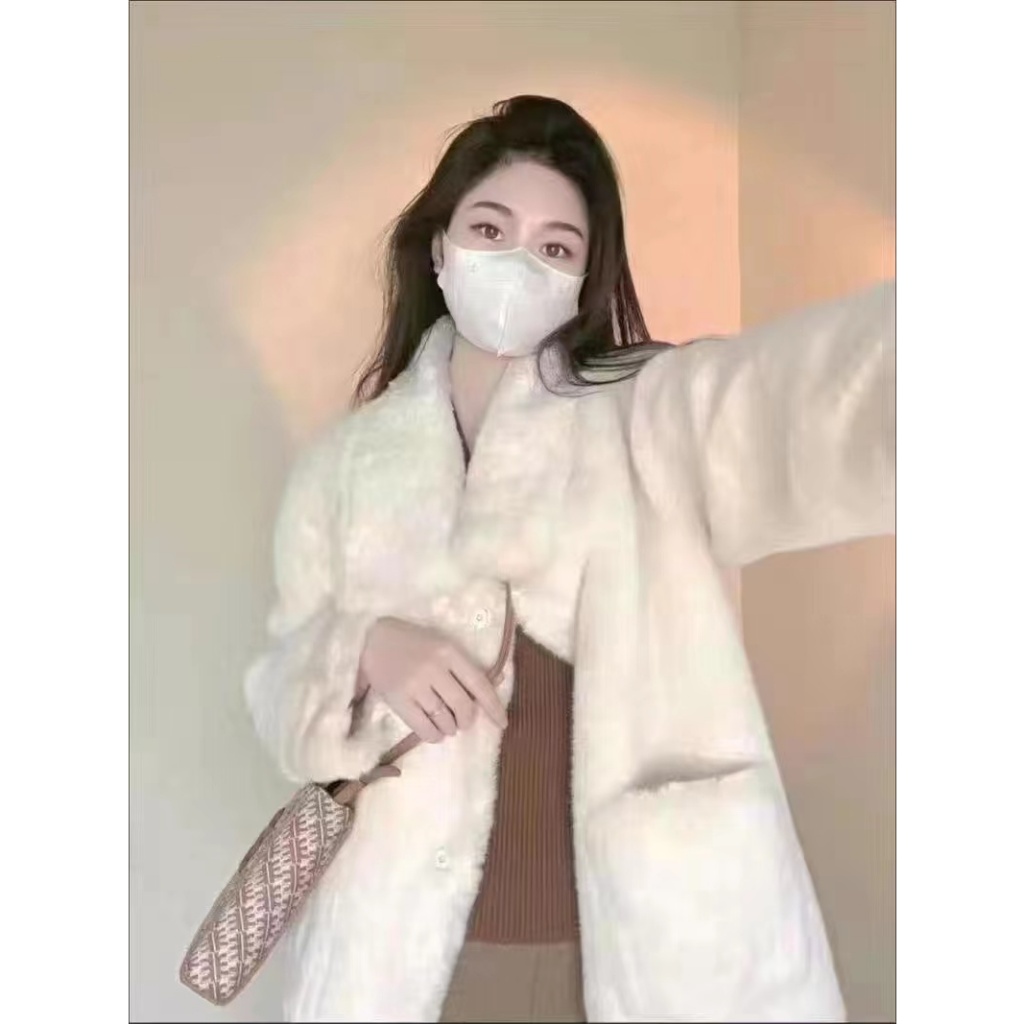 Áo Khoác Lông Thỏ Dày Dặn Phong Cách Hàn Quốc Mới