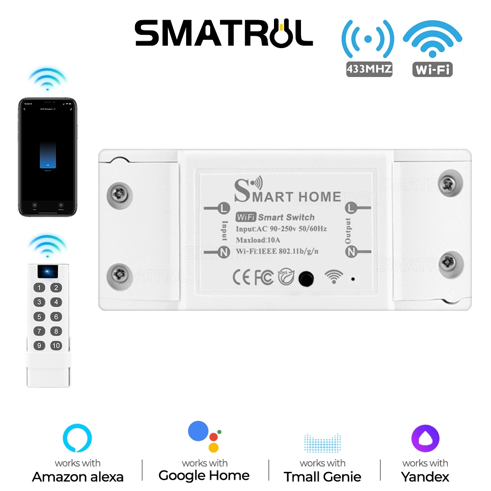 SMATRUL Công tắc thông minh Smart Swith Wifi Rf433mhz thông minh điều khiển từ xa qua điện thoại, Điều Khiển Bằng Giọng Nói