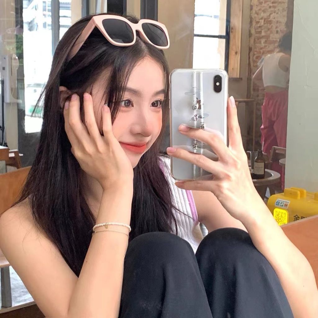 🎀 yakult 🎀Kính Mát Gọng Vuông Lớn Màu Hồng Thời Trang Chống Tia UV Cho Nữ