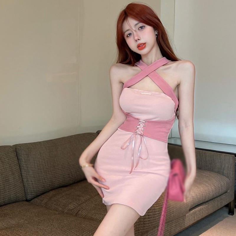 Đầm Hở Lưng Đan Dây Chéo Phong Cách Cho Nữ