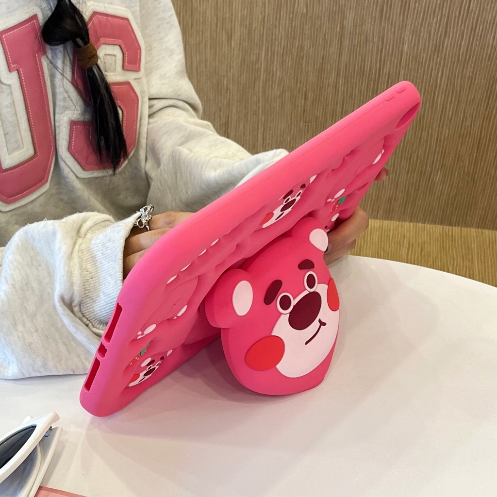 Bao Da Máy Tính Bảng Hình Gấu Dâu Tây Cho ipad air 5 4 2022 / ipad 10.2 7th 8th 9th 10th 2022 mini 1 2 3 4 5 6 9.7 6th pro 11 2020