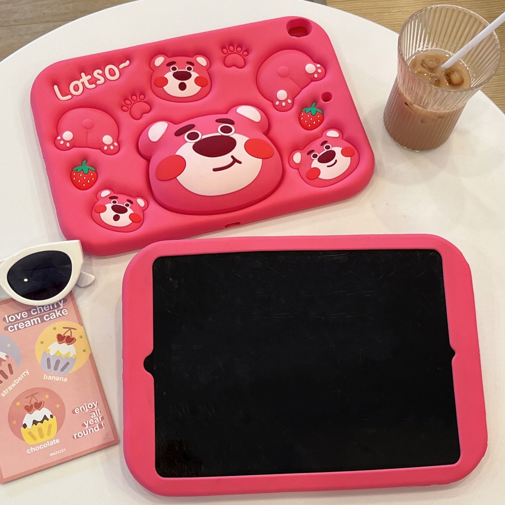 Bao Da Máy Tính Bảng Hình Gấu Dâu Tây Cho ipad air 5 4 2022 / ipad 10.2 7th 8th 9th 10th 2022 mini 1 2 3 4 5 6 9.7 6th pro 11 2020