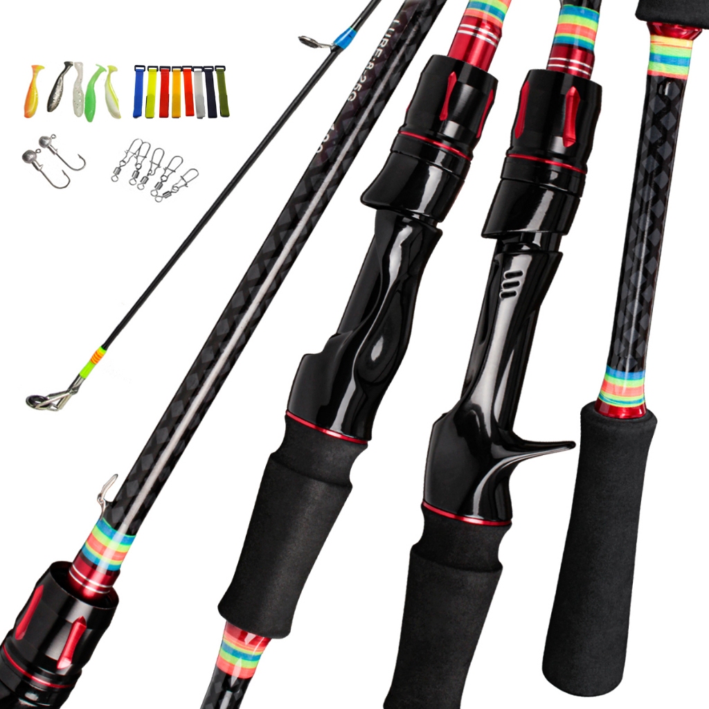 Bộ cần câu chống mài mòn siêu bền cần câu carbon cao cấp 1.65m bao gồm lưỡi câu và dây quấn như trong hình