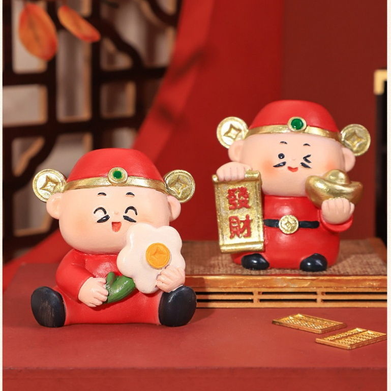 Dễ Thương Thần Tài Tài Lộc Tượng Trang Trí Bảng Điều Khiển Xe Hơi/văn phòng