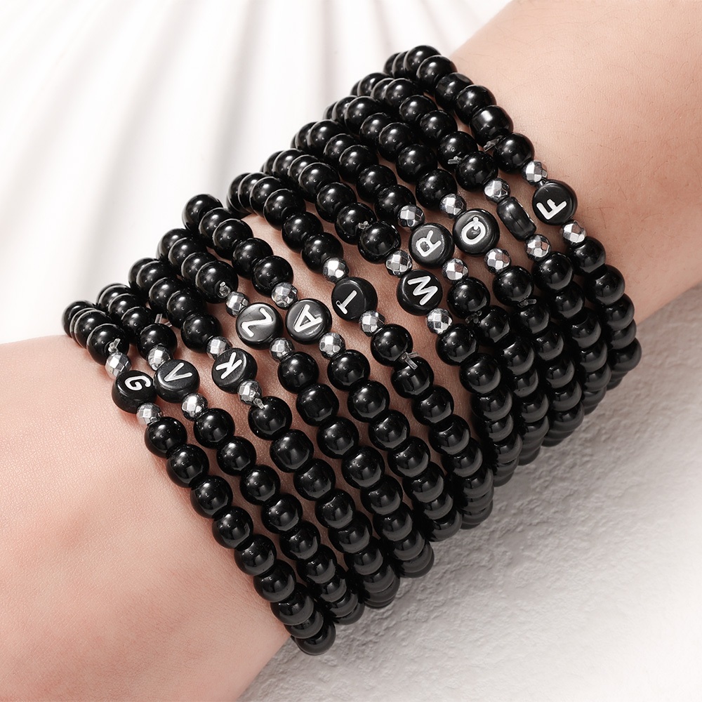 Vòng Tay Chuỗi Hạt Mặt 26 Chữ Cái Thời Trang Cho Cặp Đôi