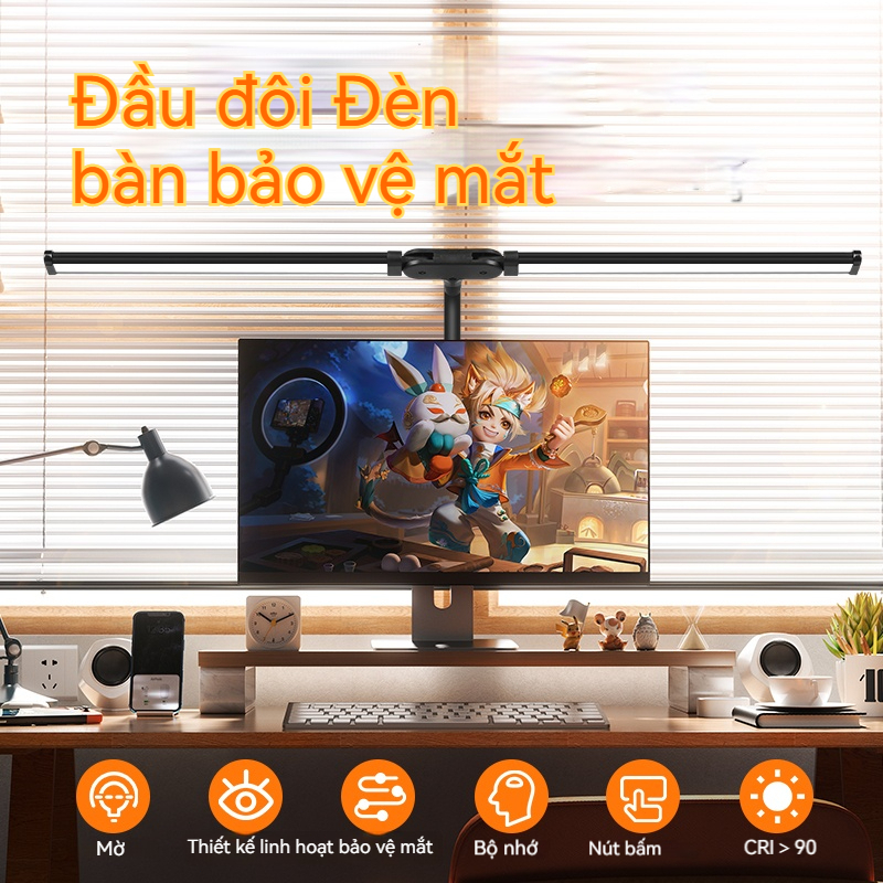 Đèn Bàn Tay Xoay LED 24W Có Kẹp Đèn Bàn Kiến Trúc Sư Đèn Bàn 3 Màu Thay Đổi Nhiệt Độ