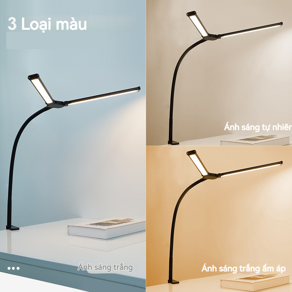 Đèn Bàn Tay Xoay LED 24W Có Kẹp Đèn Bàn Kiến Trúc Sư Đèn Bàn 3 Màu Thay Đổi Nhiệt Độ