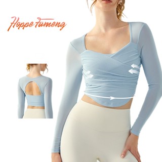  Áo tập yoga lưới dài tay Hoppe Fumeng có đệm cho nữ 