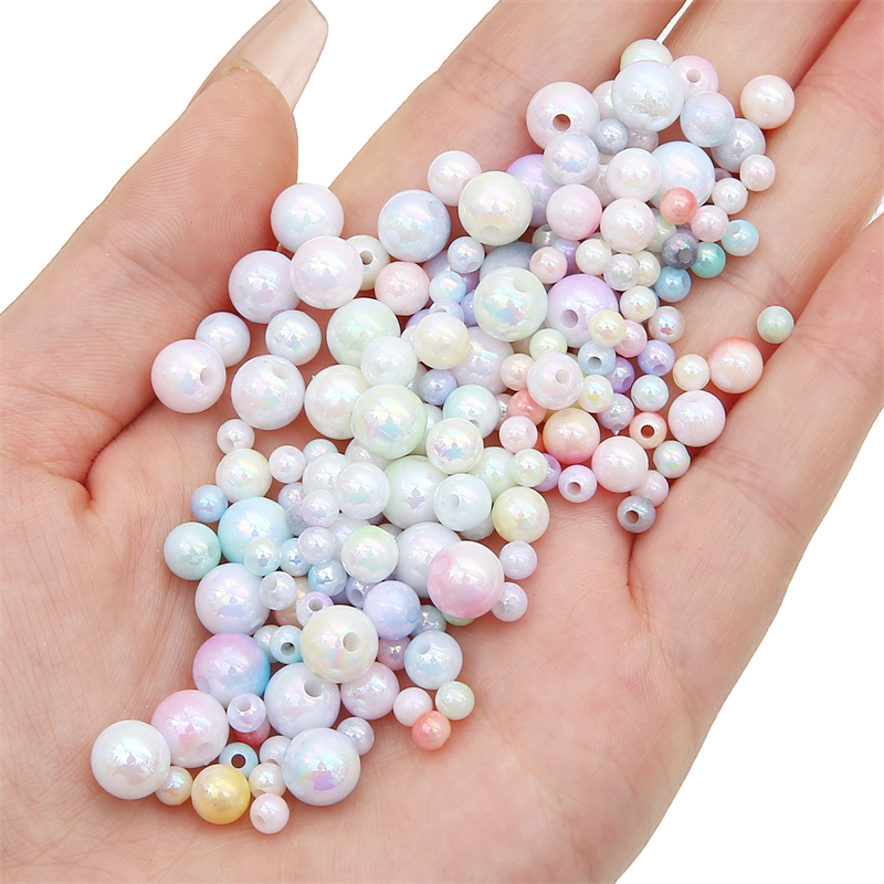 Hạt Xâu Chuỗi Tròn Nhiều Màu Sắc Bằng acrylic 4 / 6 / 8mm Dùng Làm Trang Sức Thủ Công