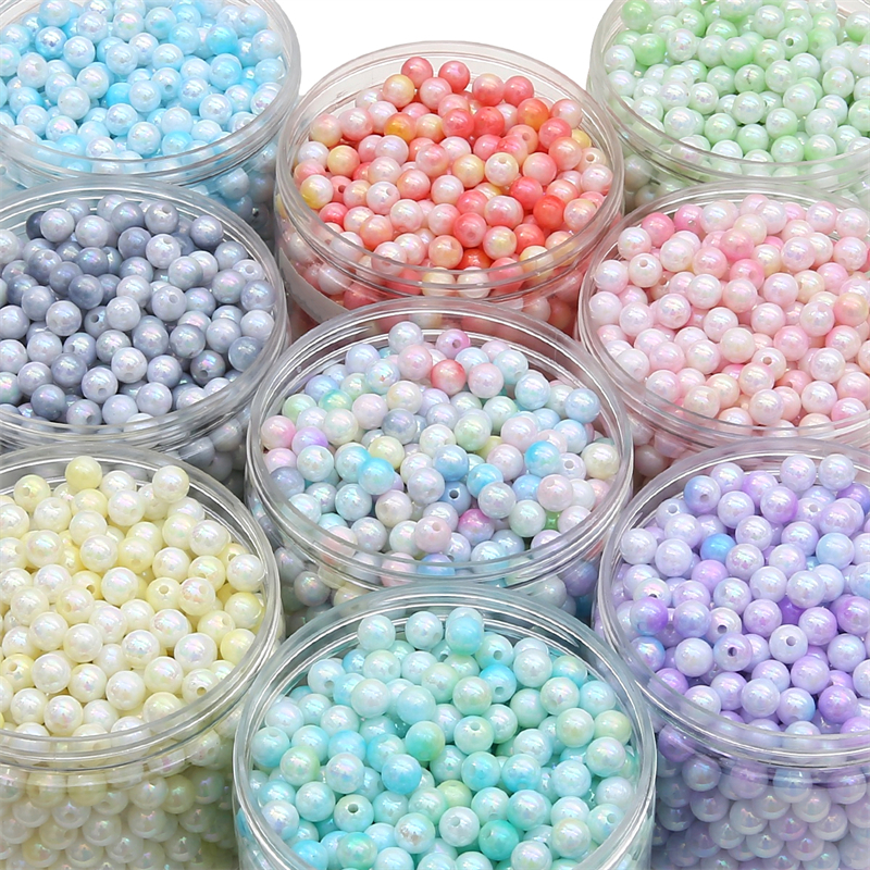 Hạt Xâu Chuỗi Tròn Nhiều Màu Sắc Bằng acrylic 4 / 6 / 8mm Dùng Làm Trang Sức Thủ Công