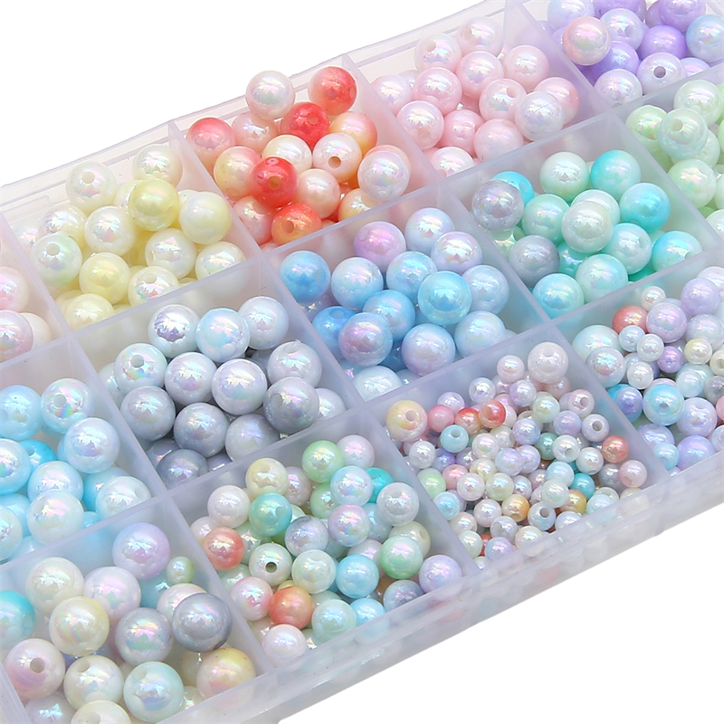 Hạt Xâu Chuỗi Tròn Nhiều Màu Sắc Bằng acrylic 4 / 6 / 8mm Dùng Làm Trang Sức Thủ Công