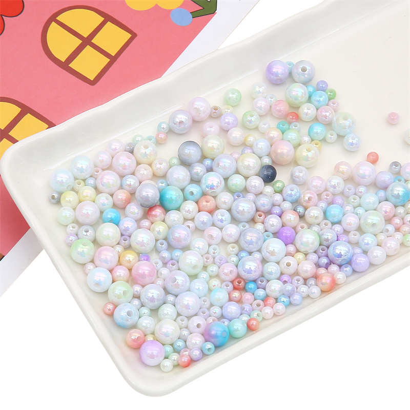 Hạt Xâu Chuỗi Tròn Nhiều Màu Sắc Bằng acrylic 4 / 6 / 8mm Dùng Làm Trang Sức Thủ Công