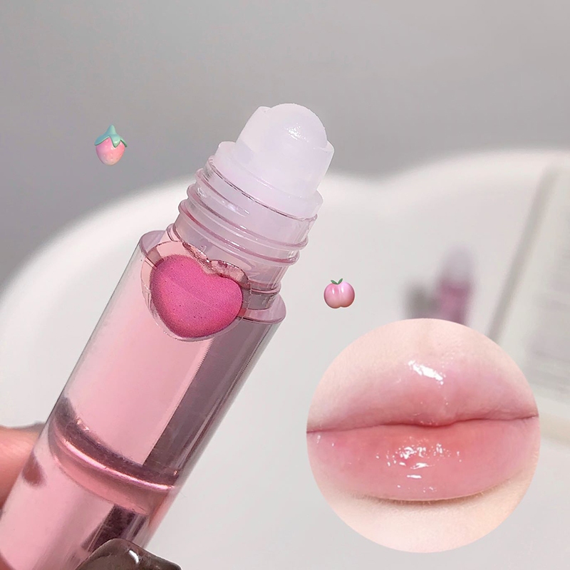 Dầu Dưỡng Môi Chiết Xuất Trái Cây Dạng Bóng Lăn Trong Suốt Dưỡng Ẩm Ngăn Ngừa Khô Môi Vị Trái Cây