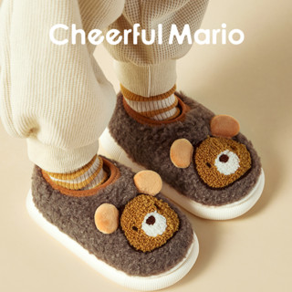  Cheerful mario Dép đi trong phòng trẻ em mùa xuân và mùa thu mới em bé dày dép dép trong nhà cậu bé với đôi giày bông 