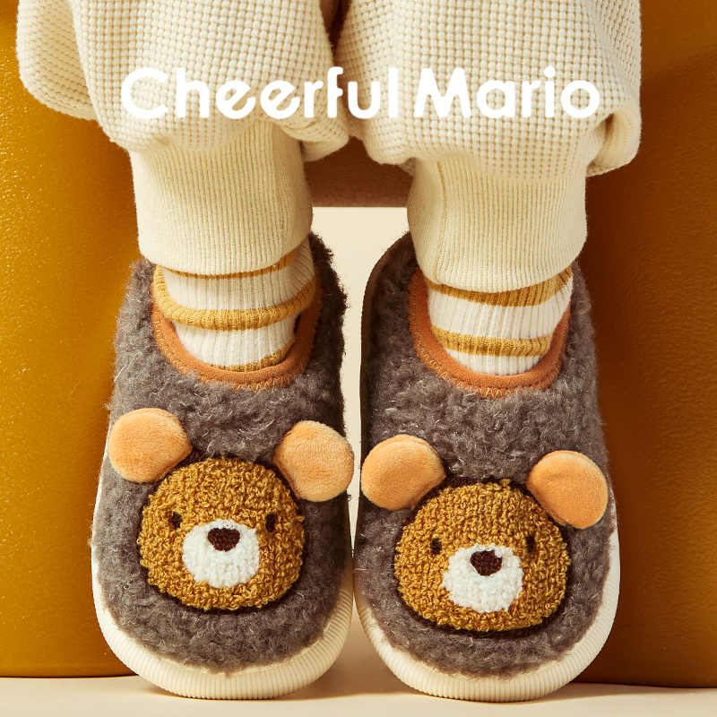 Cheerful mario Dép đi trong phòng trẻ em mùa xuân và mùa thu mới em bé dày dép dép trong nhà cậu bé với đôi giày bông