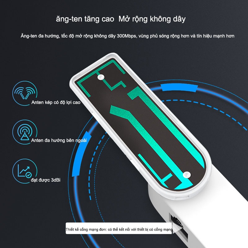 JAERSENT Bộ Mở Rộng Sóng Wifi Chuẩn N 300Mbps - Hàng Chính Hãng Bộ Kích Sóng 4G