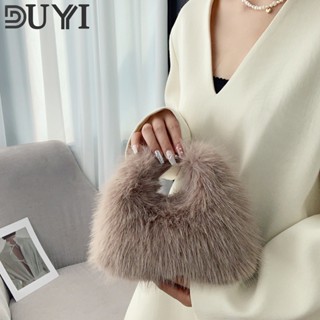 Túi xách kiểu mới mùa thu đông, túi xách lông cáo, túi tiệc tùng lông xù, túi đeo chéo cao cấp DUYI