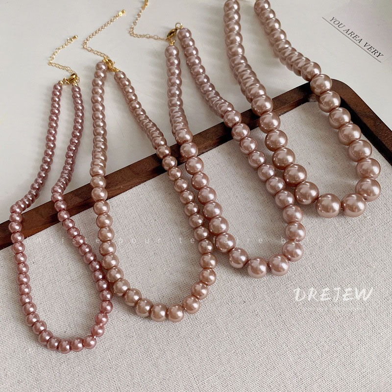 Vòng cổ baroque DREJEW chuỗi ngọc trai màu sâm panh thời trang cá tính khí chất nhẹ nhàng sang trọng