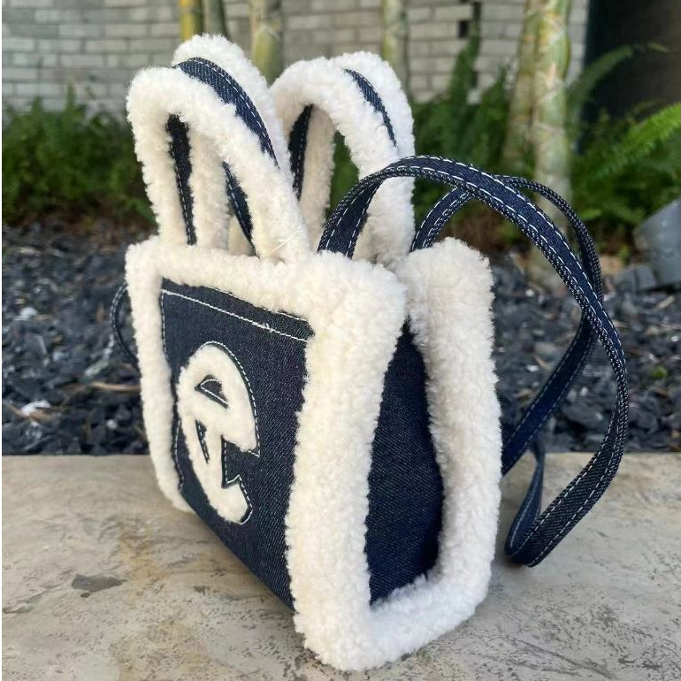 Túi Xách Lông Xù Nhỏ Xinh Phối Màu Tương Phản Thời Trang Mùa Thu B048