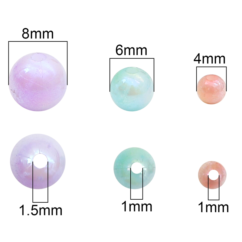 Hạt Xâu Chuỗi Tròn Nhiều Màu Sắc Bằng acrylic 4 / 6 / 8mm Dùng Làm Trang Sức Thủ Công