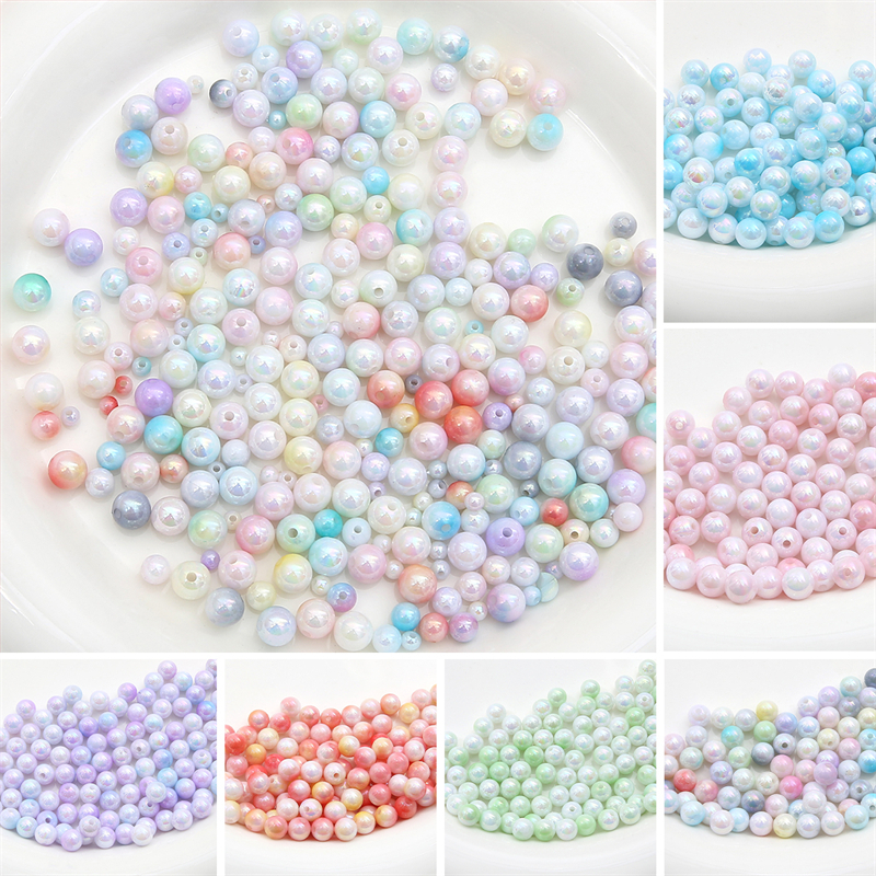 Hạt Xâu Chuỗi Tròn Nhiều Màu Sắc Bằng acrylic 4 / 6 / 8mm Dùng Làm Trang Sức Thủ Công