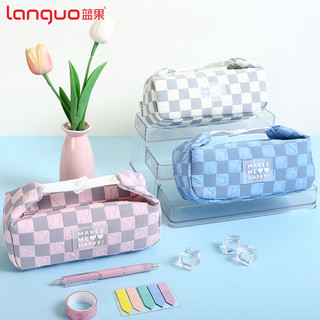 Languo Túi Đựng Bút Chì / Mỹ Phẩm Sức Chứa Lớn Họa Tiết Sọc Caro Nhiều Màu Sắc Sáng Tạo Cho Học Sinh