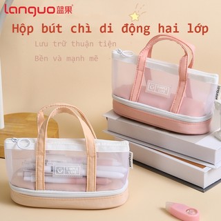 Languo Túi Đựng Bút Cầm Tay Sức Chứa Lớn Màu macaron Sáng Tạo Cho Học Sinh