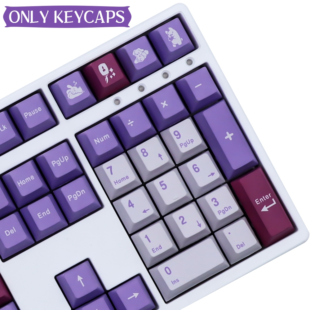 Tuzi Rabbit Keycap Purple Color PBT cherry Profile keycaps Nút Bàn Phím PBT Hình Thỏ Màu Tím Cho Gk 68/87/980