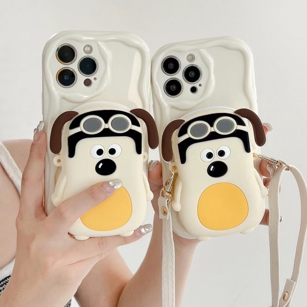 Dễ Thương Ốp Điện Thoại Silicon Kiểu Ví Đeo Chéo Hình Chú Chó 3d Cho iphone 15pro max 11 12 13 14 xr xsmax 7 8plus